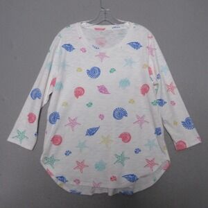Escape Habitat Clothes to Live‎ In Top Tunic Medium Beachy Starfish Shell Cotton